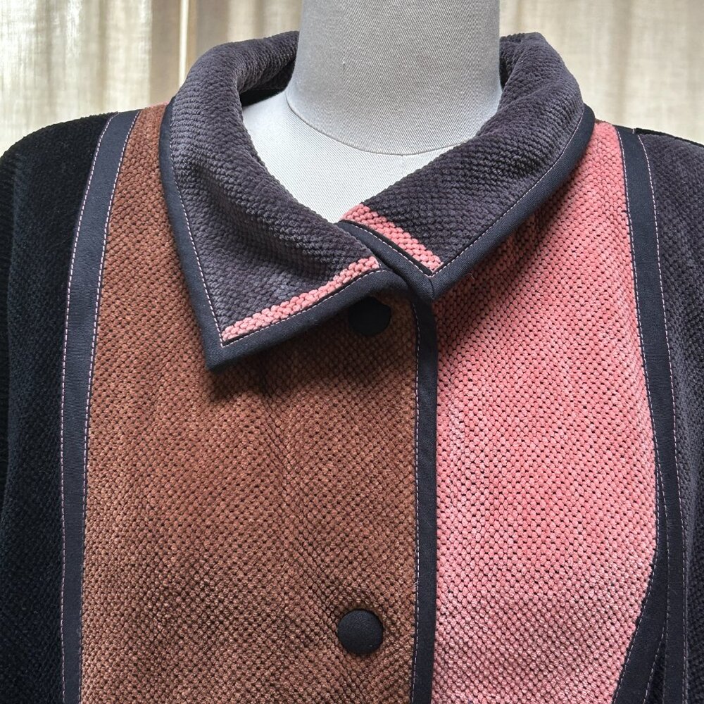Handmade Finnish Lagenlook Colorblock Cotton Jacket Scandinavian Minimalist M - Picture 7 of 13